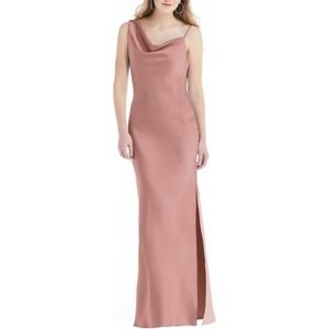 Social Bridesmaids Asymmetric One Shoulder Satin Column Dress Pink Desert Rose